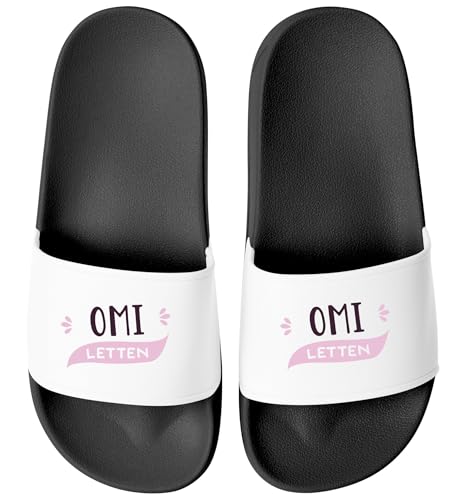 MoonWorks® Badeschlappen Mama Oma Letten Badelatschen Damen mit Print Lustig bedruckt Muttertagsgeschenk Schwarz-weiss 43 von MoonWorks