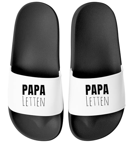 MoonWorks® Badeschlappen Papa/Opa Letten Badelatschen mit Spruch Lustig Geschenkidee Großvater Vater Schwarz-weiss 40 von MoonWorks