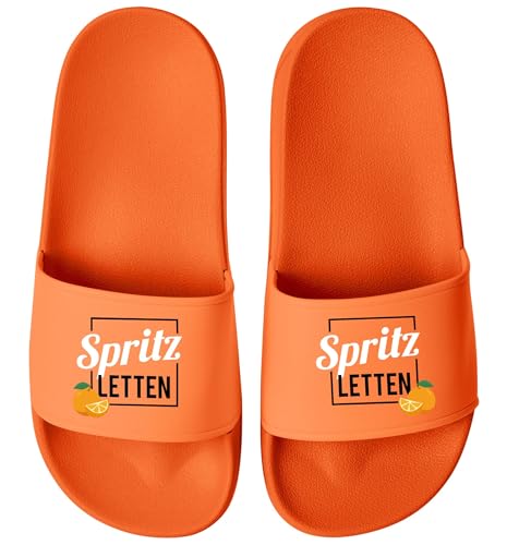 MoonWorks® Badeschlappen Spritz-Letten Aperitiv Getränk Sommer Badelatschen Damen mit Aufdruck bedruckt Orange-orange 40 von MoonWorks