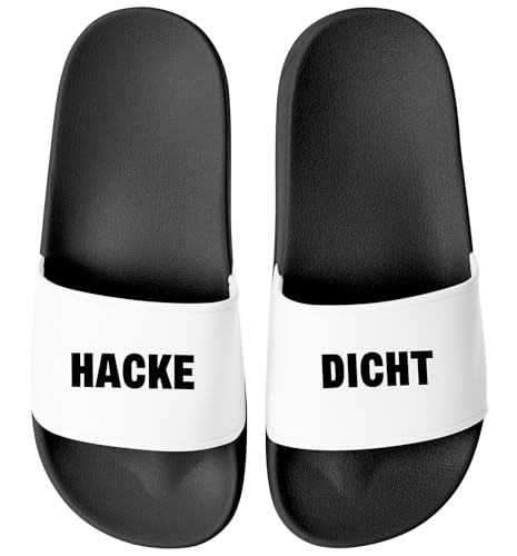 MoonWorks® Badeschlappen mit Spruch Alkohol Unisex witzige Party-Schuhe für Festivall Saufurlaub JGA | Fun Geschenk Saufteam Schwarz-weiss 38 von MoonWorks