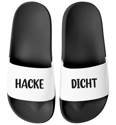 MoonWorks® Badeschlappen mit Spruch Alkohol Unisex witzige Party-Schuhe für Festivall Saufurlaub JGA | Fun Geschenk Saufteam Schwarz-weiss 41 von MoonWorks
