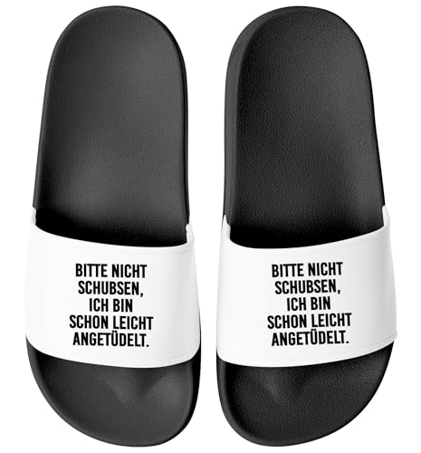 MoonWorks® Badeschlappen mit Spruch Party Alkohol Aufdruck Herren Damen Badeschuhe Männer Frauen Festival Gadget Schwarz-weiss 40 von MoonWorks