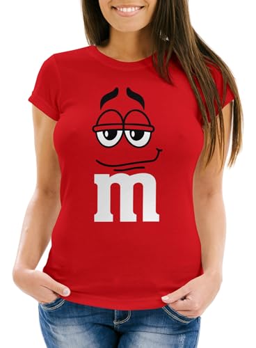 MoonWorks® Damen T-Shirt Fasching Karneval M Aufdruck Gruppen- Kostüm Verkleidung Last Minute Faschingskostüme Frauen rot XXL von MoonWorks