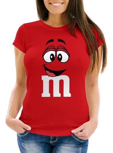 MoonWorks® Damen T-Shirt Fasching Karneval M Aufdruck Gruppen- Kostüm Verkleidung Last Minute Faschingskostüme Frauen rot XXL von MoonWorks