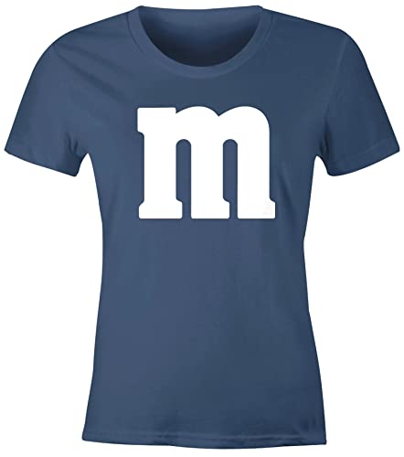 MoonWorks® Damen T-Shirt Gruppen-Kostüm M Aufdruck Kostüm Fasching Karneval Verkleidung Denim L von MoonWorks