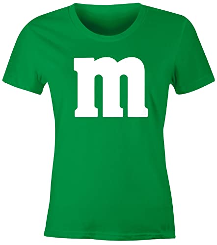 MoonWorks® Damen T-Shirt Gruppen-Kostüm M Aufdruck Kostüm Fasching Karneval Verkleidung grün XL von MoonWorks