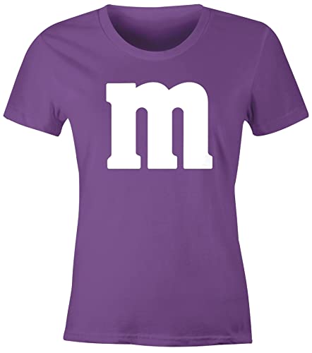 MoonWorks® Damen T-Shirt Gruppen-Kostüm M Aufdruck Kostüm Fasching Karneval Verkleidung lila L von MoonWorks