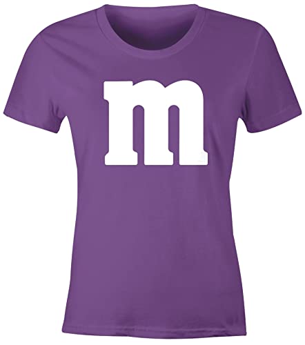 MoonWorks® Damen T-Shirt Gruppen-Kostüm M Aufdruck Kostüm Fasching Karneval Verkleidung lila S von MoonWorks