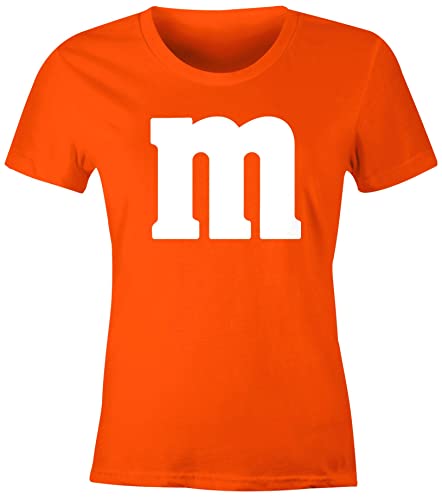 MoonWorks® Damen T-Shirt Gruppen-Kostüm M Aufdruck Kostüm Fasching Karneval Verkleidung orange XL von MoonWorks