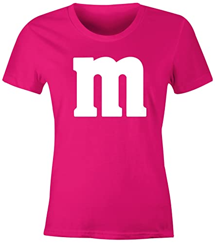 MoonWorks® Damen T-Shirt Gruppen-Kostüm M Aufdruck Kostüm Fasching Karneval Verkleidung pink M von MoonWorks