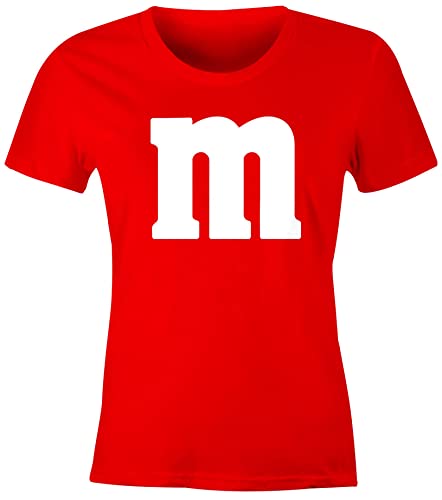 MoonWorks® Damen T-Shirt Gruppen-Kostüm M Aufdruck Kostüm Fasching Karneval Verkleidung rot L von MoonWorks