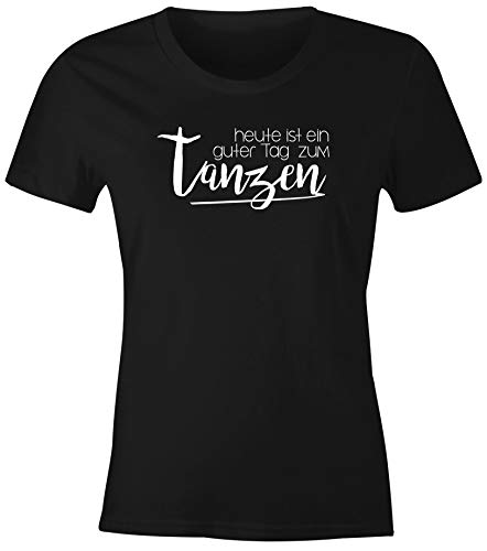 MoonWorks® Damen T-Shirt Heute ist EIN guter Tag zum tanzen Party Techno feiern tanzen Festival JGA Slim Fit schwarz L von MoonWorks