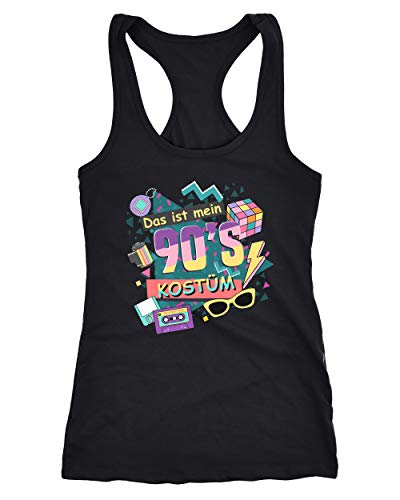 MoonWorks® Damen Tanktop Das ist Mein 90s Kostüm 90er Neunziger Fasching Karneval Mottoparty Racerback schwarz M von MoonWorks