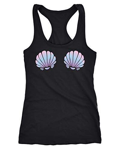 MoonWorks® Damen Tanktop Meerjungfrau Mermaid Nixe Muschel BH Fasching Karneval Racerback schwarz L von MoonWorks