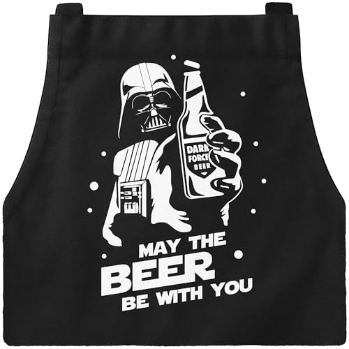 MoonWorks® Grill-Schürze für Männer lustig May the beer be with you Parodie Weltraum Saga Grillgeschenk Männer Küchenschürze schwarz unisize von MoonWorks