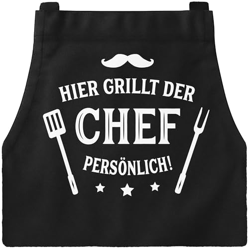 MoonWorks® Grill-Schürze für Männer mit Spruch Hier grillt der Chef persönlich schwarz unisize von MoonWorks