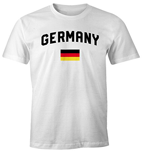 MoonWorks® Herren Deutschland Fan-Shirt T-Shirt Fußball WM EM Fan-Trikot Germany Germany weiß L von MoonWorks