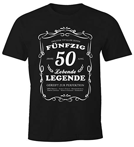 MoonWorks® Herren Geschenk T-Shirt Geburtstag 30-90 Jahre Lebende Legende 50 schwarz 4XL von MoonWorks