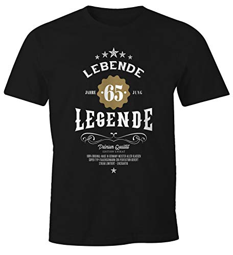 MoonWorks® Herren Geschenk T-Shirt Geburtstag Lebende Legende 30-80 Jahre jung 65 schwarz XL von MoonWorks