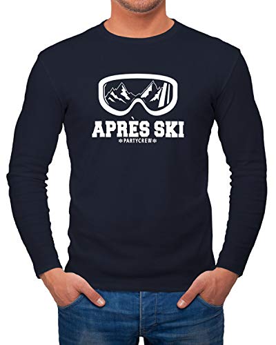MoonWorks® Herren Long-Sleeve Après Ski Party Crew Ski-Fahrer Snowboard-Fahrer Wintersportler Feiern Fun-Shirt Langarm-Shirt navy L von MoonWorks