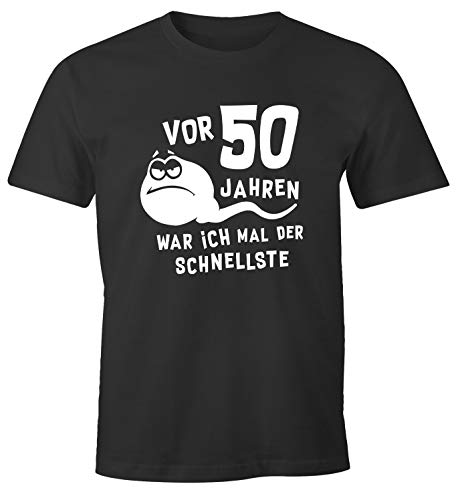 MoonWorks® Herren T-Shirt 50. Geburtstag lustiger Spruch Sperma Spermium Geschenk für Männer anthrazit XXL von MoonWorks