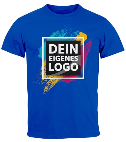 MoonWorks® Herren T-Shirt Bedrucken mit eigenem Logo Bild Text personalisiert Aufdruck Design selbst gestalten Fotoshirt blau 4XL von MoonWorks