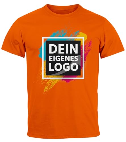 MoonWorks® Herren T-Shirt Bedrucken mit eigenem Logo Bild Text personalisiert Aufdruck Design selbst gestalten Fotoshirt orange XXL von MoonWorks