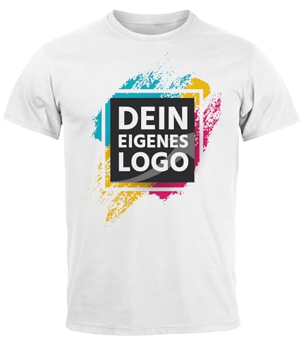 MoonWorks® Herren T-Shirt Bedrucken mit eigenem Logo Bild Text personalisiert Aufdruck Design selbst gestalten Fotoshirt weiß 5XL von MoonWorks