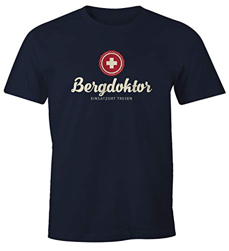 MoonWorks® Herren T-Shirt Bergdoktor Après Ski Hüttengaudi Ski-Party Fun-Shirt Navy L von MoonWorks