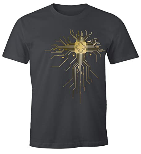 MoonWorks® Herren T-Shirt Computer Programmierer CPU Prozessor Technik-Nerd Geek Fun-Shirt lustig dunkelgrau XL von MoonWorks