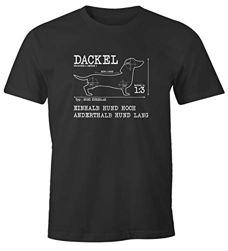MoonWorks® Herren T-Shirt Dackel lustiges Hunde Motiv Gassi Shirt anthrazit XXL von MoonWorks