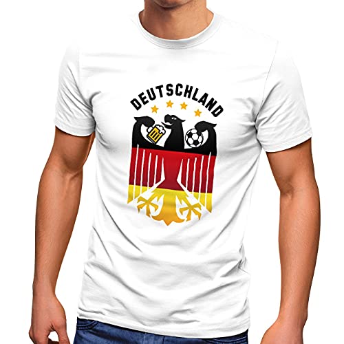 MoonWorks® Herren T-Shirt Deutschland Fußball EM 2021 Bundesadler Bier Deutschlandshirt Deutschlandflagge weiß M von MoonWorks