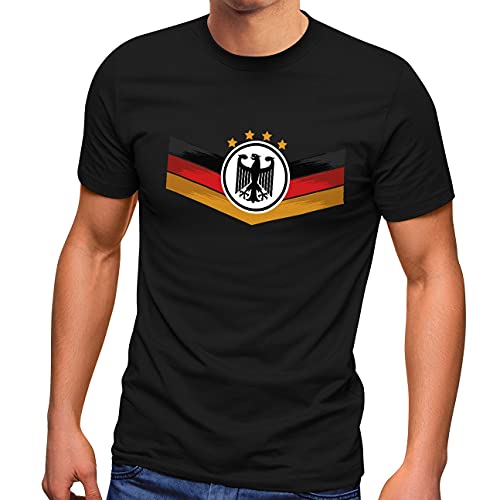 MoonWorks® Herren T-Shirt Deutschland Fußball EM 2021 Deutschlandflagge Nationalfahne Wappen Adler Fanshirt schwarz 5XL von MoonWorks