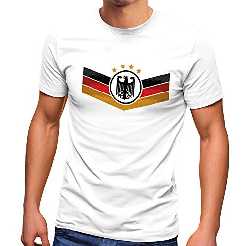 MoonWorks® Herren T-Shirt Deutschland Fußball EM 2021 Deutschlandflagge Nationalfahne Wappen Adler Fanshirt weiß M von MoonWorks