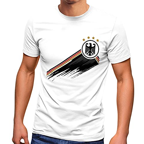 MoonWorks® Herren T-Shirt Deutschland Fußball EM-Shirt 2021 WM Fanshirt Deutschlandshirt Adler weiß M von MoonWorks