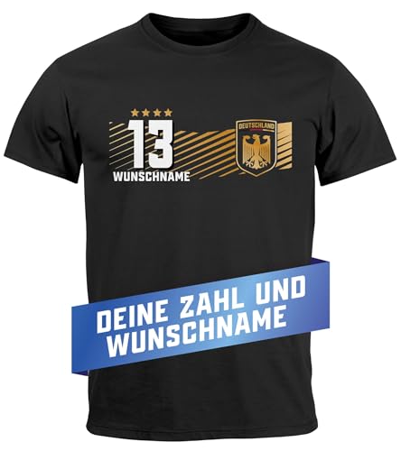 MoonWorks® Herren T-Shirt Deutschland Trikot personalisiert mit Name Fußball Europameisterschaft 2024 Fanshirt Frontprint schwarz 4XL von MoonWorks