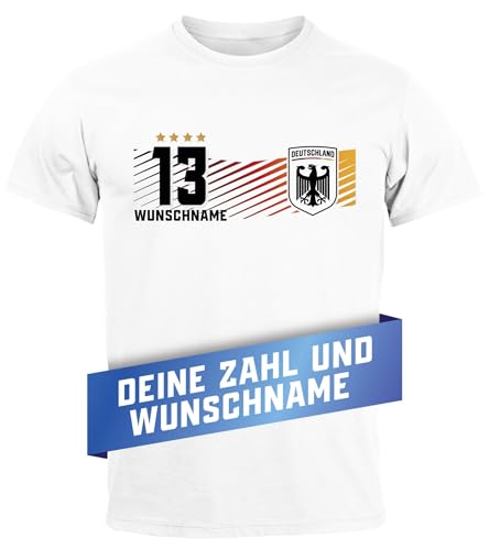 MoonWorks® Herren T-Shirt Deutschland Trikot personalisiert mit Name Fußball Europameisterschaft 2024 Fanshirt Frontprint weiß L von MoonWorks