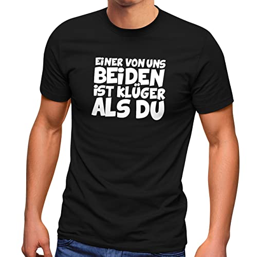 MoonWorks® Herren T-Shirt Einer von Uns beiden ist klüger als du Spruch ironisch Sarkasmus Fun-Shirt Partyshirt schwarz 4XL von MoonWorks