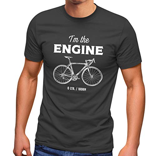 MoonWorks® Herren T-Shirt Fahrrad Sprüche I'm The Engine Bike Rad Fun-Shirt Spruch lustig Engine dunkelgrau 4XL von MoonWorks