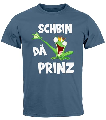 MoonWorks® Herren T-Shirt Fasching Karneval Frosch Prinz Kostüm Verkleidung Last Minute Faschingskostüme Männer Funshirt Denim 3XL von MoonWorks