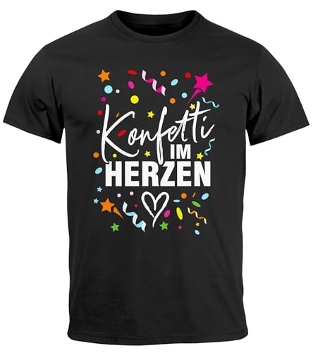 MoonWorks® Herren T-Shirt Fasching Karneval Konfetti im Herzen Kostüm-Ersatz Verkleidung Faschingskostüme Männer Funshirt Variante 1 schwarz 5XL von MoonWorks