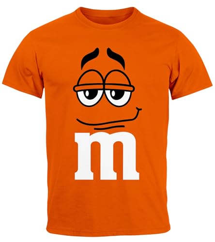 MoonWorks® Herren T-Shirt Fasching Karneval M Aufdruck Gruppen- Kostüm Verkleidung Last Minute Faschingskostüme Männer Funshirt 1 orange L von MoonWorks