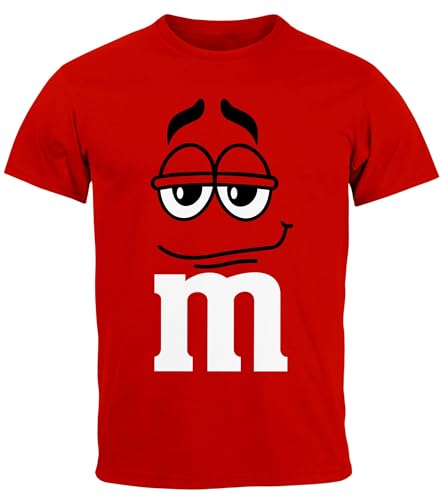 MoonWorks® Herren T-Shirt Fasching Karneval M Aufdruck Gruppen- Kostüm Verkleidung Last Minute Faschingskostüme Männer Funshirt 1 rot L von MoonWorks