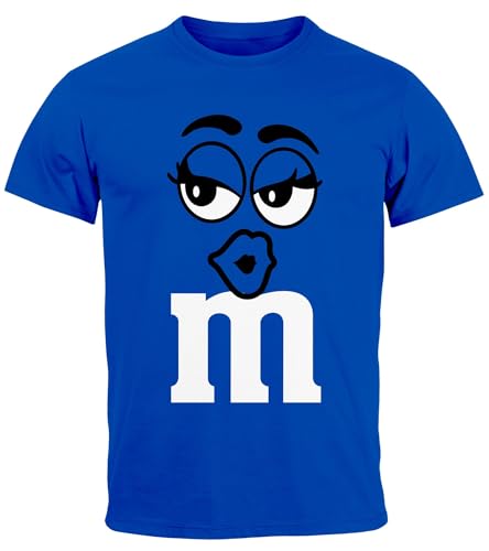 MoonWorks® Herren T-Shirt Fasching Karneval M Aufdruck Gruppen- Kostüm Verkleidung Last Minute Faschingskostüme Männer Funshirt 2 blau L von MoonWorks