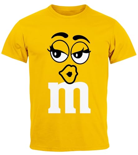 MoonWorks® Herren T-Shirt Fasching Karneval M Aufdruck Gruppen- Kostüm Verkleidung Last Minute Faschingskostüme Männer Funshirt 2 gelb L von MoonWorks