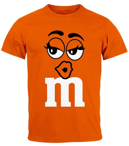 MoonWorks® Herren T-Shirt Fasching Karneval M Aufdruck Gruppen- Kostüm Verkleidung Last Minute Faschingskostüme Männer Funshirt 2 orange L von MoonWorks