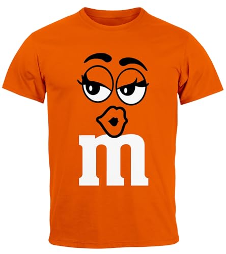 MoonWorks® Herren T-Shirt Fasching Karneval M Aufdruck Gruppen- Kostüm Verkleidung Last Minute Faschingskostüme Männer Funshirt 2 orange M von MoonWorks