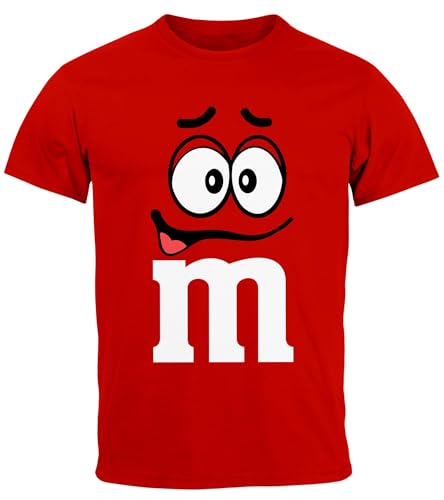 MoonWorks® Herren T-Shirt Fasching Karneval M Aufdruck Gruppen- Kostüm Verkleidung Last Minute Faschingskostüme Männer Funshirt 3 rot S von MoonWorks
