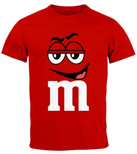 MoonWorks® Herren T-Shirt Fasching Karneval M Aufdruck Gruppen- Kostüm Verkleidung Last Minute Faschingskostüme Männer Funshirt 4 rot L von MoonWorks