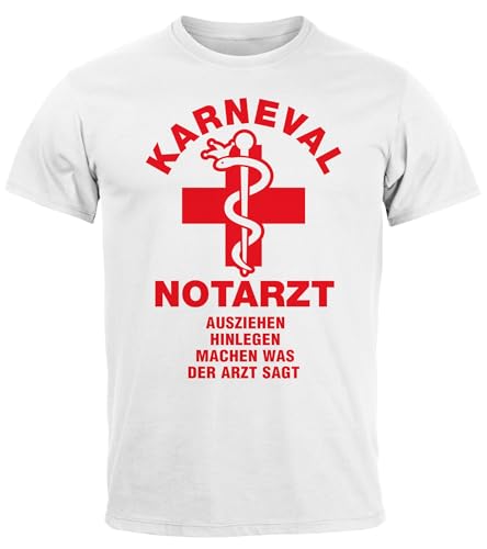 MoonWorks® Herren T-Shirt Fasching Karneval Notarzt Kostüm-Ersatz Last Minute Faschingskostüme Männer Funshirt weiß 4XL von MoonWorks